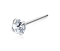 Round CZ Silver Straight Nose Stud NSKA-113-4